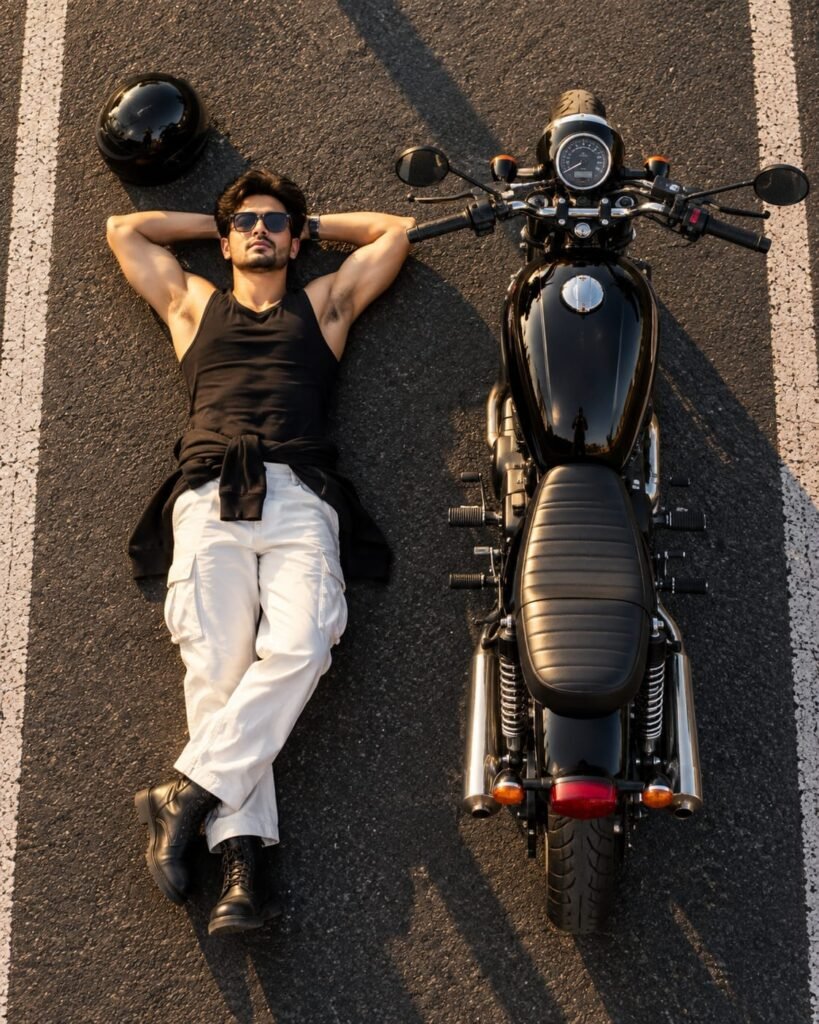 Men with motorcycle